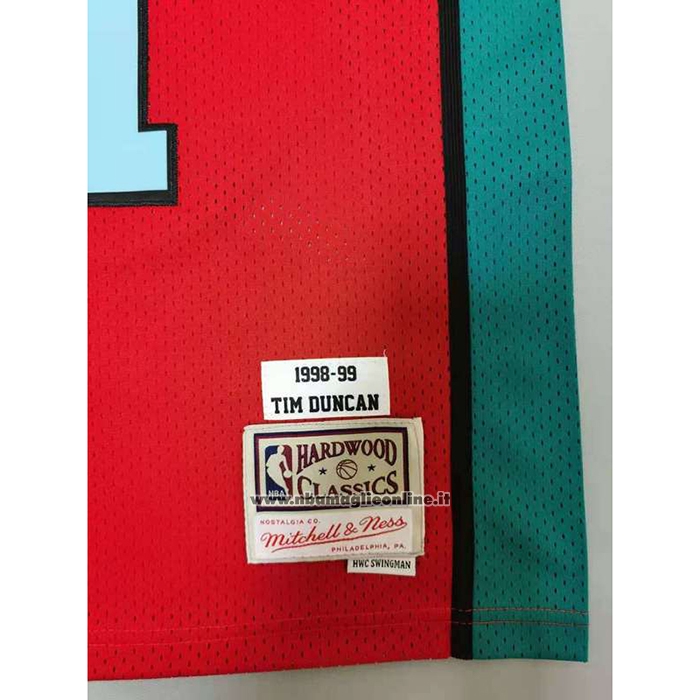 Maglia San Antonio Spurs Tim Duncan #21 Mitchell & Ness 1998-99 Rosa